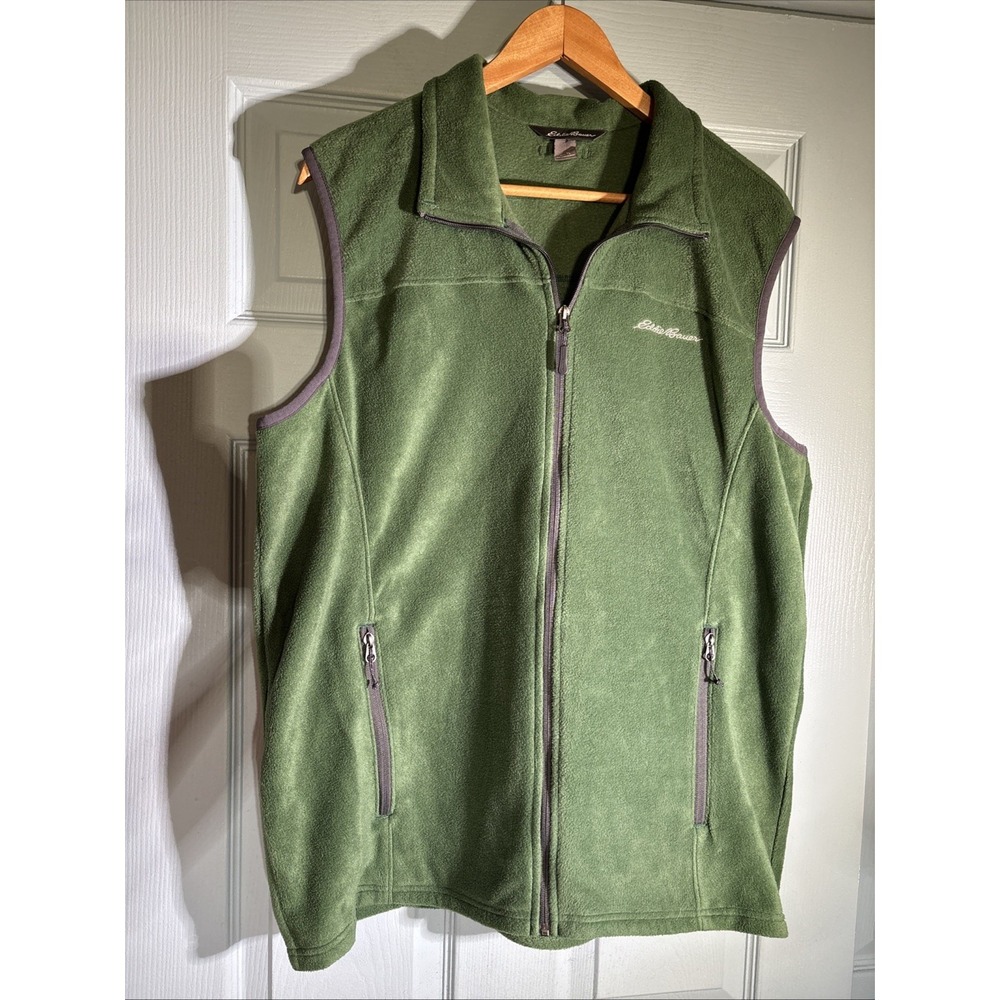 Eddie Bauer Men's Sweater Fleece Vest Forest Green L Tall